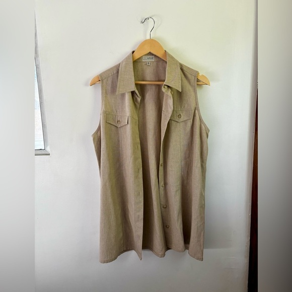 LA STRADA design by Sievers | sleeveless linen button up | size 42 - Picture 3 of 7